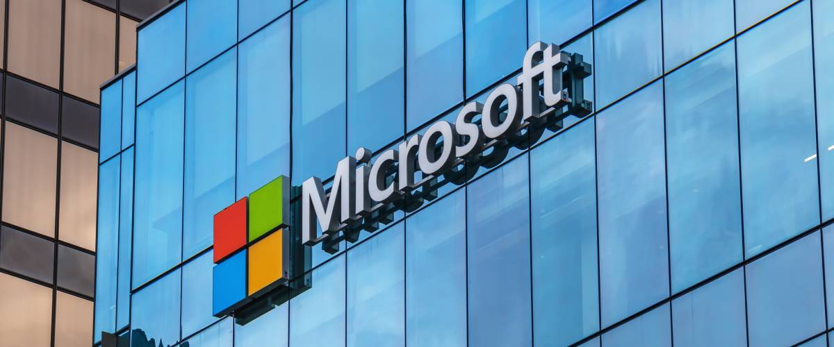 Microsoft sign on the new office building in Vancouver, Canada, November 21, 2016.